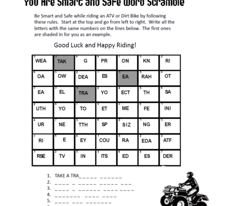 ATV Safety – Word Scramble