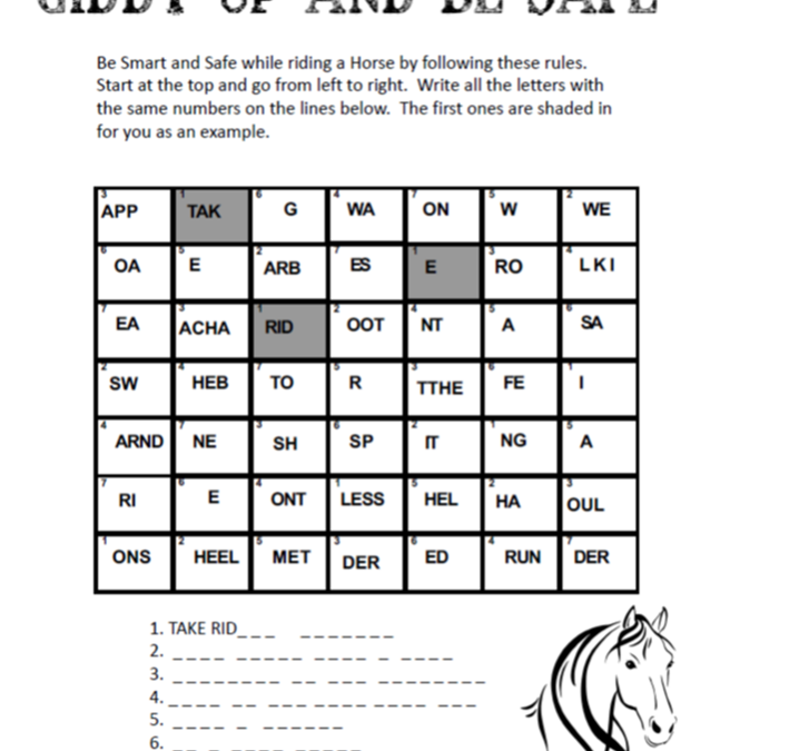 Horse Safety – Word Scramble